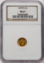 1853-O G$1 Gold Dollar NGC MS61 (772501106)