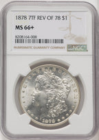 1878 7TF Reverse of 1878 Morgan Dollar NGC MS66+