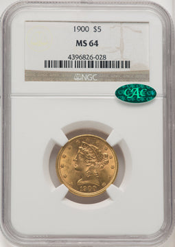 1900 $5 CAC Liberty Half Eagle NGC MS64