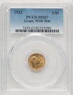 1922 G$1 Grant With Star Commemorative Gold PCGS MS67