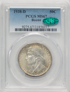 1938-D 50C Boone CAC Commemorative Silver PCGS MS67