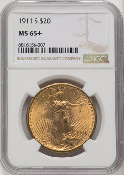 1911-S $20 Saint-Gaudens Double Eagle NGC MS65+ (772515022)