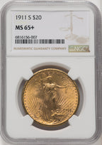 1911-S $20 Saint-Gaudens Double Eagle NGC MS65+ (772515022)