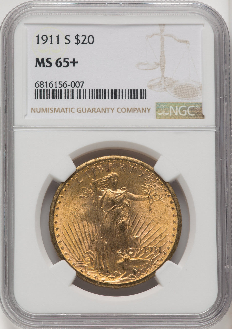1911-S $20 Saint-Gaudens Double Eagle NGC MS65+ (772515022)