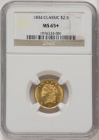 1834 $2.50 Classic Classic Quarter Eagle NGC MS65+