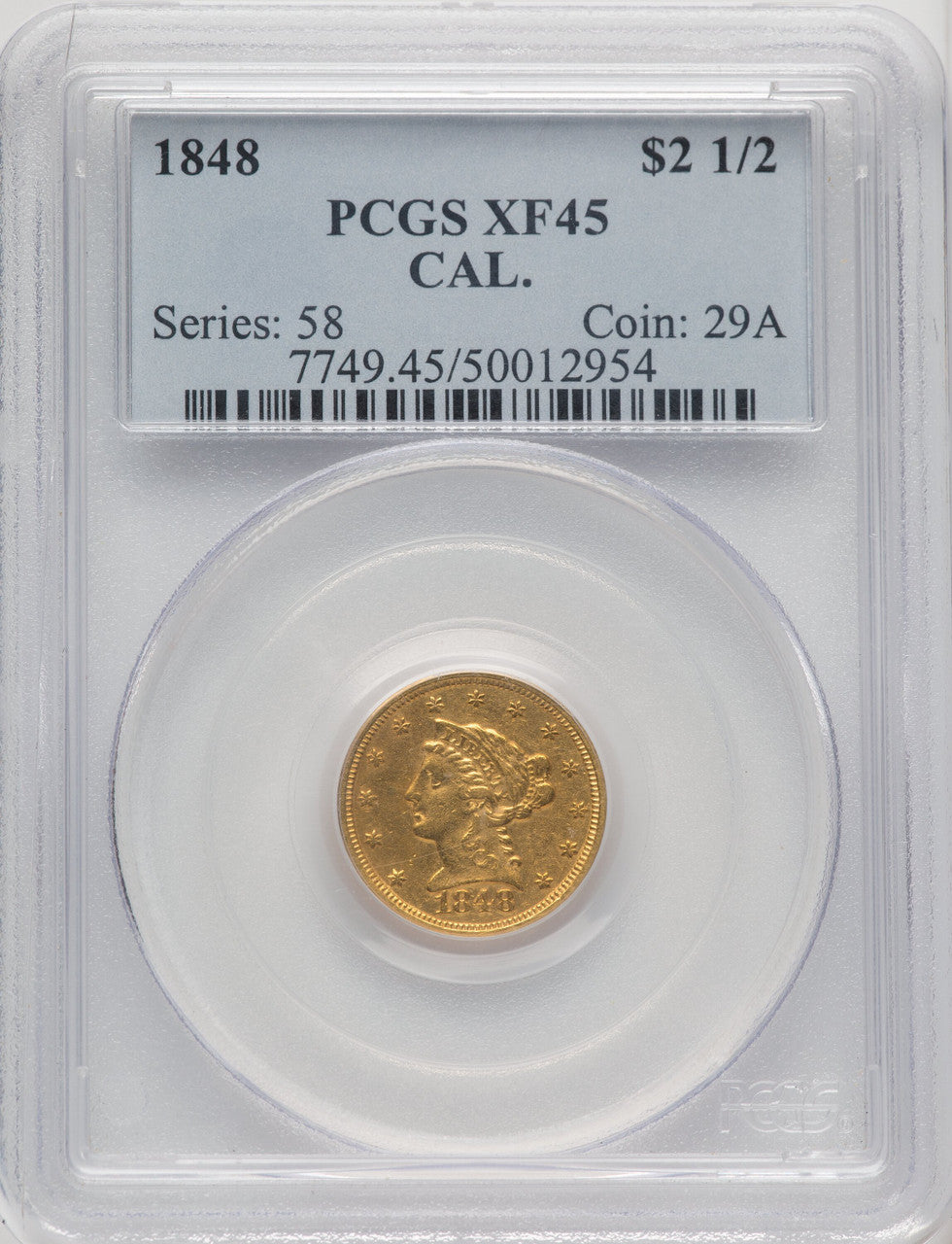 1848 $2.50 CAL. Liberty Quarter Eagle PCGS XF45