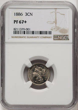1886 3CN Proof Three Cent Nickel NGC PR67+