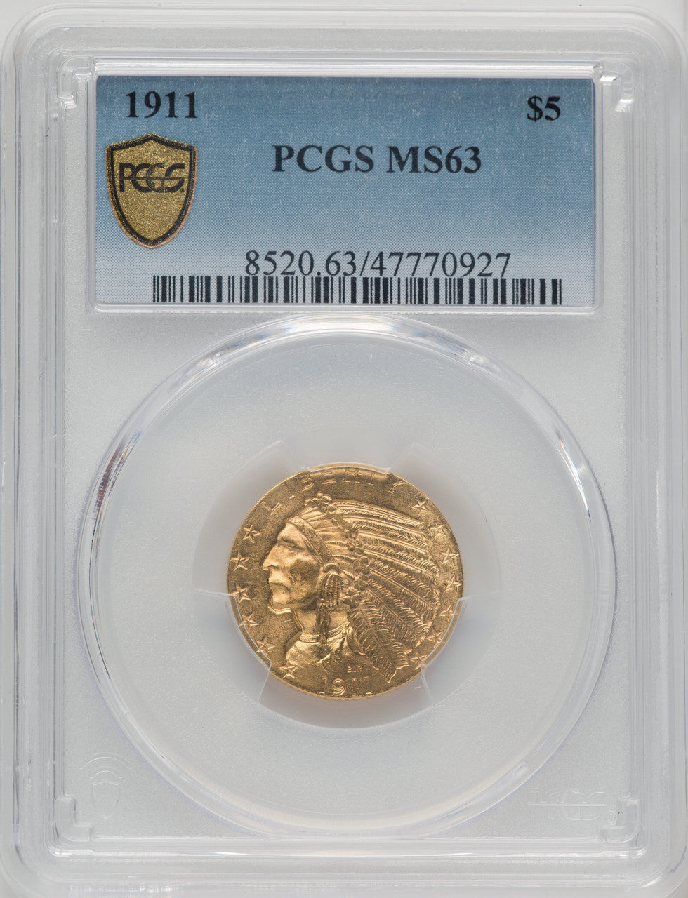 1911 $5 Indian Half Eagle PCGS MS63 (772297005)