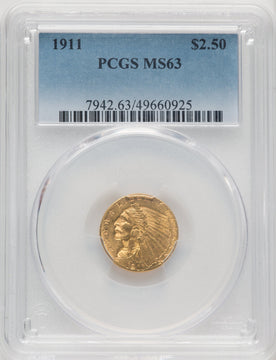 1911 $2.50 Indian Quarter Eagle PCGS MS63 (772591086)
