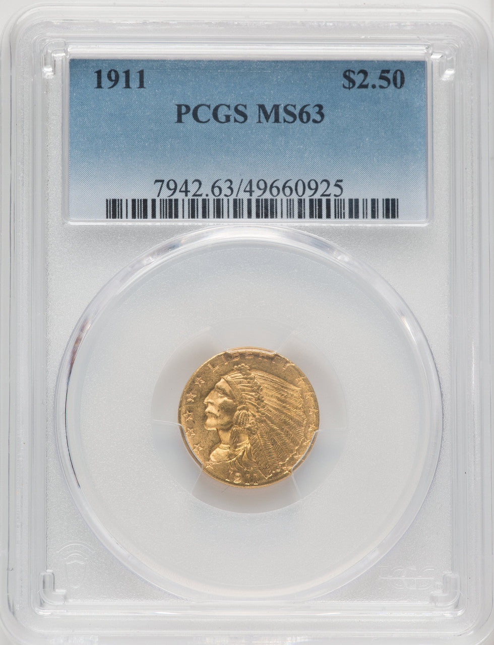 1911 $2.50 Indian Quarter Eagle PCGS MS63 (772591086)