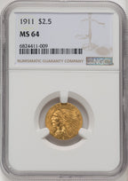 1911 $2.50 Indian Quarter Eagle NGC MS64 (772304020)