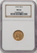 1910 $2.50 Indian Quarter Eagle NGC MS62 (772304021)