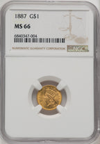 1887 G$1 Gold Dollar NGC MS66