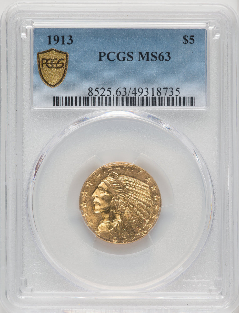 1913 $5 Indian Half Eagle PCGS MS63 (772297008)
