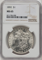 1892 Morgan Dollar NGC MS65 (771809003)