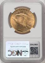 1908-D $20 NO MOTTO Saint-Gaudens Double Eagle NGC MS65 (771365028)