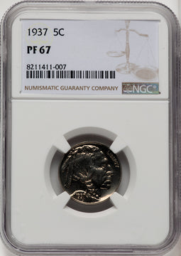 1937 5C Proof Buffalo Nickel NGC PR67