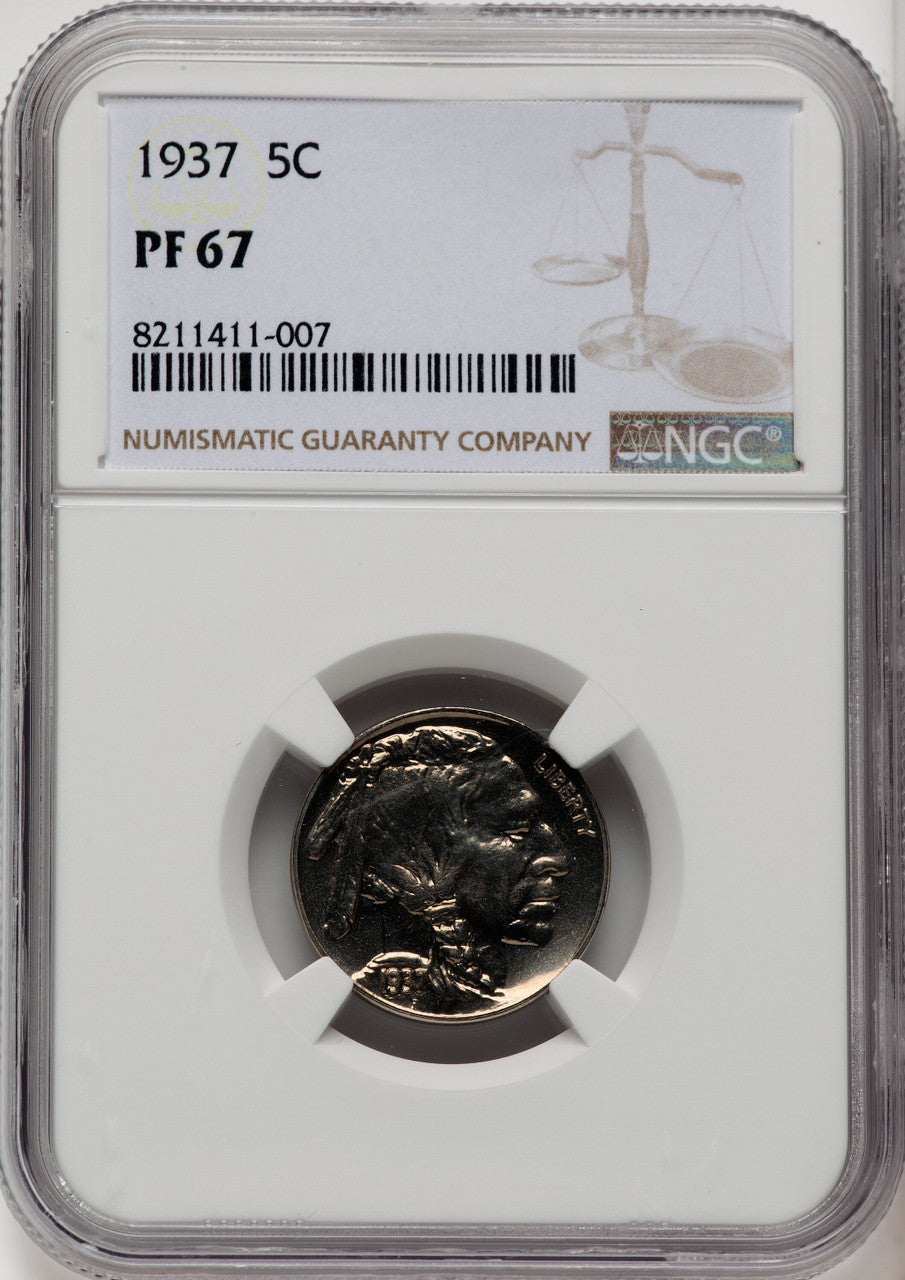 1937 5C Proof Buffalo Nickel NGC PR67