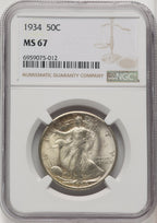 1934 50C Brown Label Walking Liberty Half Dollar NGC MS67