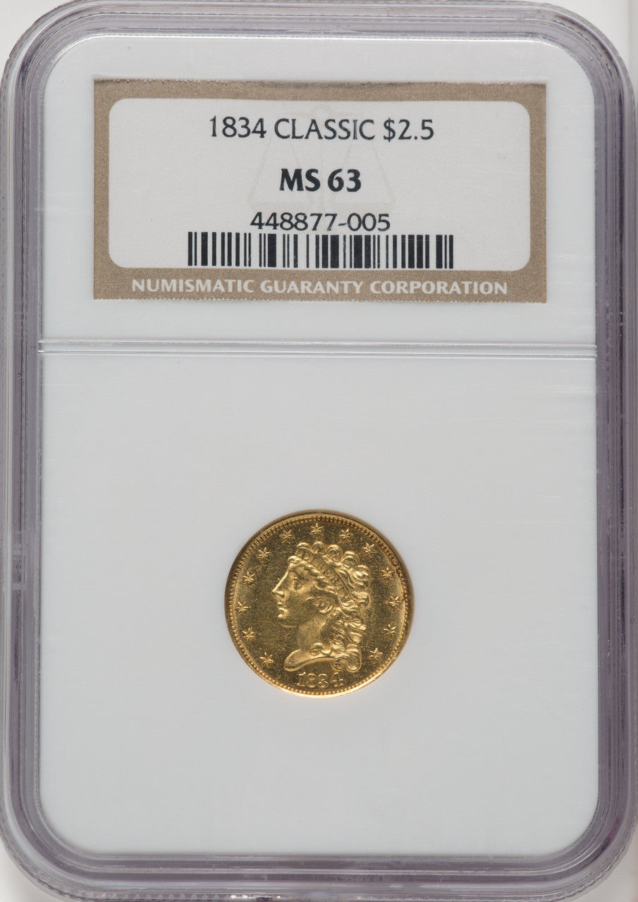 1834 $2.50 Classic Classic Quarter Eagle NGC MS63