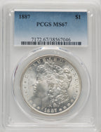 1887 Blue Gradient Morgan Dollar PCGS MS67