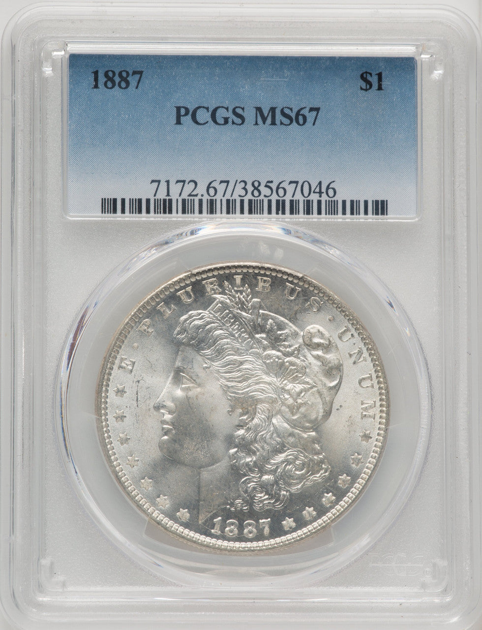 1887 Blue Gradient Morgan Dollar PCGS MS67