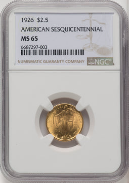 1926 $2.50 SESQUI Commemorative Gold NGC MS65 (772368020)