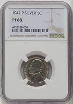 1942-P 5C TYPE 2 Brown Label Proof Jefferson Nickel NGC PR68