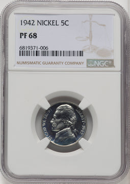 1942 5C TYPE 1 Proof Jefferson Nickel NGC PR68 (772369006)