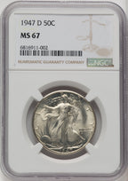 1947-D 50C Walking Liberty Half Dollar NGC MS67 (772369011)