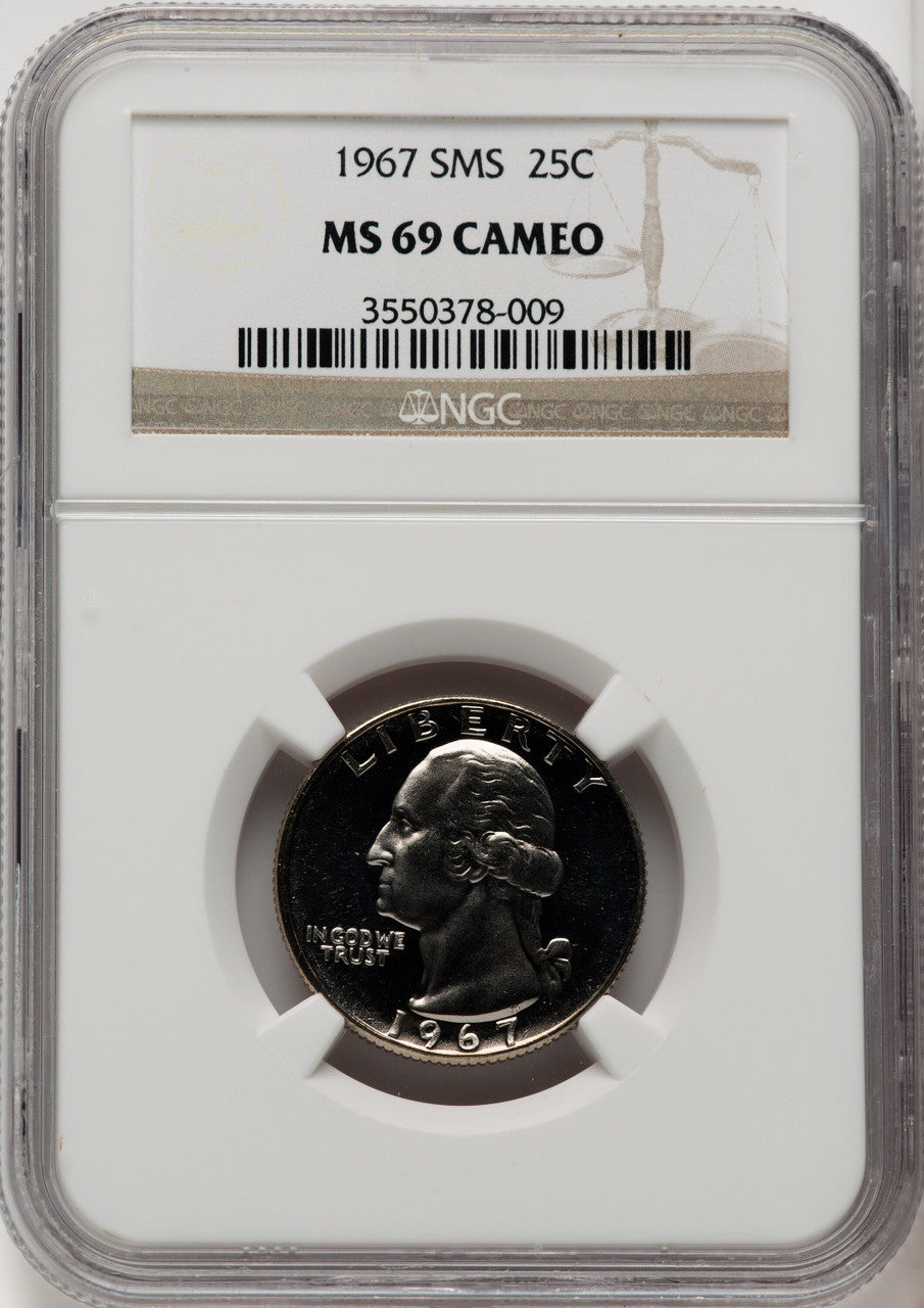 1967 25C SMS CA Brown Label SMS Washington Quarter NGC MS69
