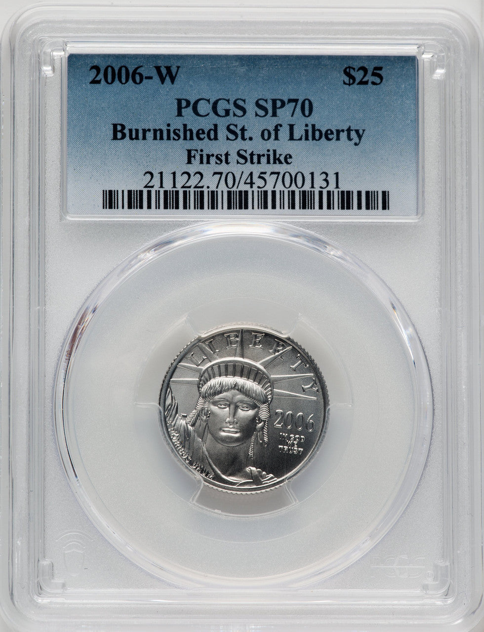 2006-W $25 Quarter-Ounce Platinum Eagle First Strike Burnished PCGS SP70 (761448004)