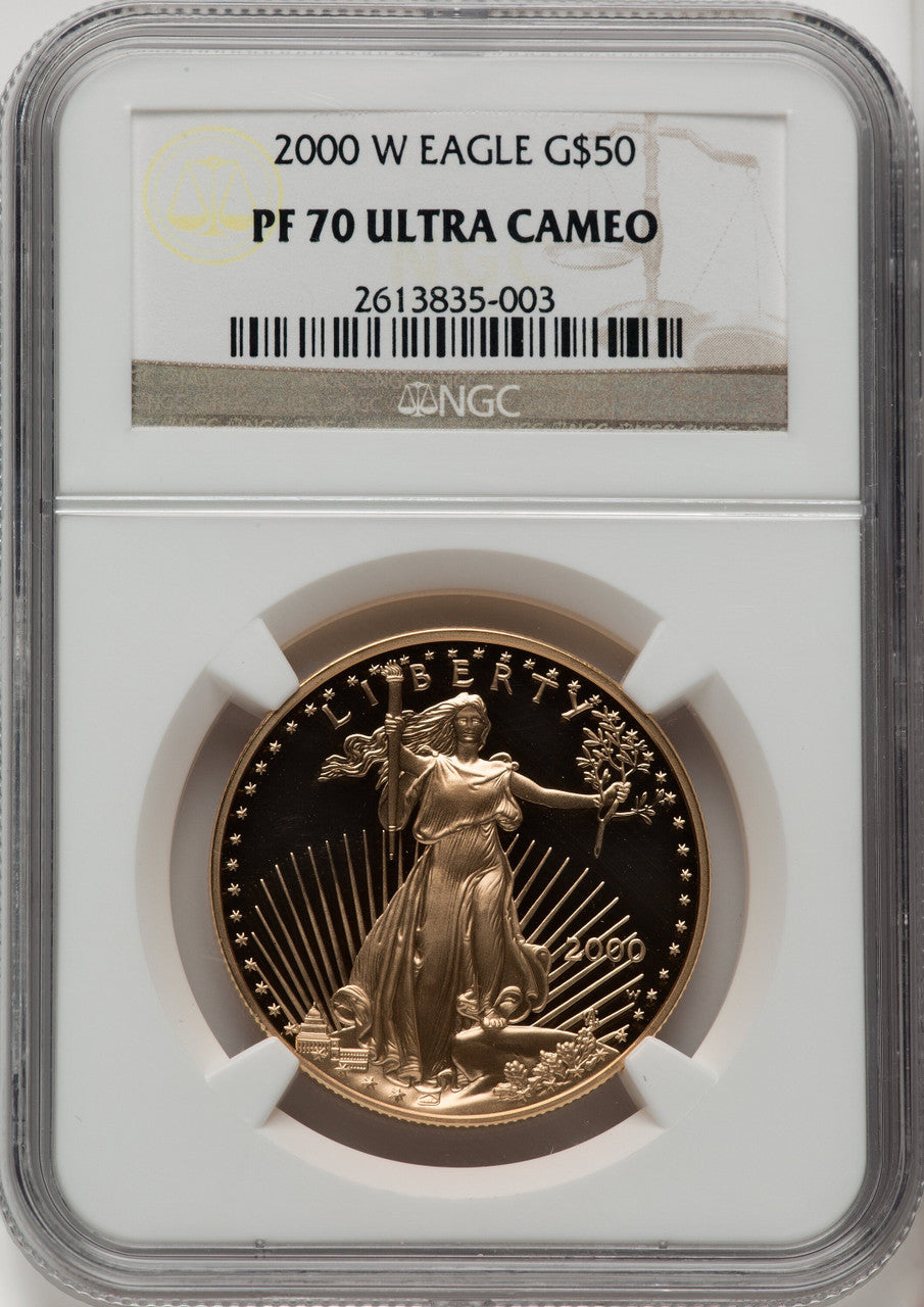 2000-W $50 One-Ounce Gold Eagle Brown Label NGC PF70 (772516010)