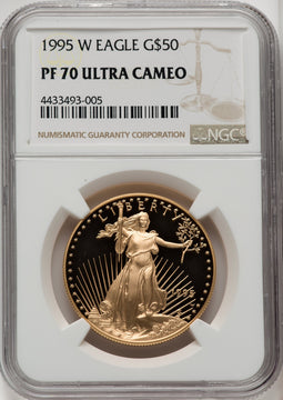 1995-W $50 One-Ounce Gold Eagle Brown Label NGC PF70 (772516009)