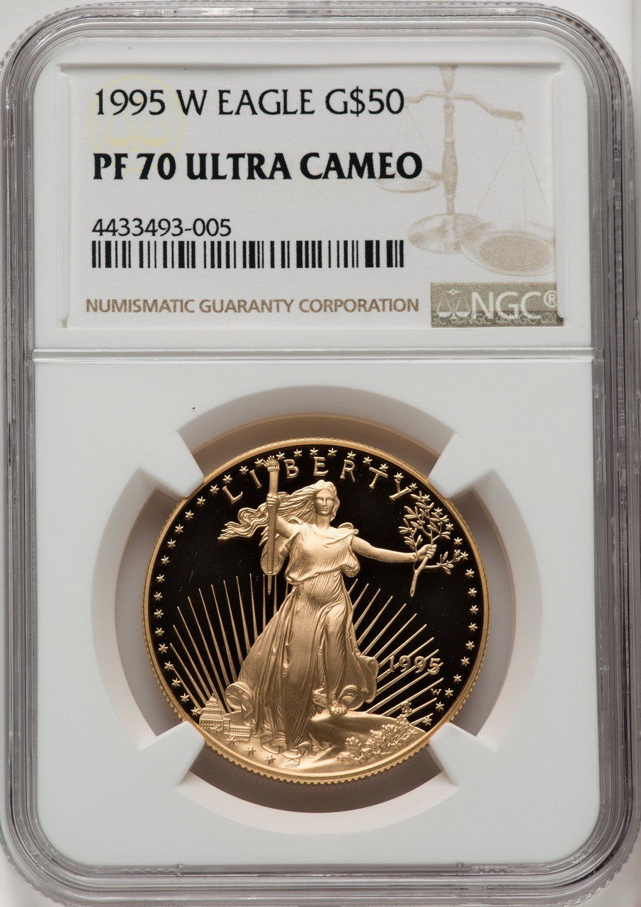 1995-W $50 One-Ounce Gold Eagle Brown Label NGC PF70 (772516009)