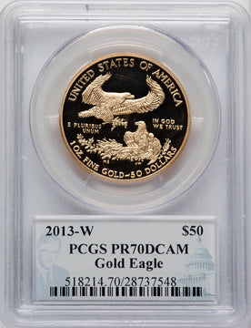 2013-W $50 One-Ounce Gold Eagle PCGS PR70 Philip Diehl