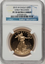 2015-W One-Ounce Gold Eagle First Strike ER Blue NGC PF70