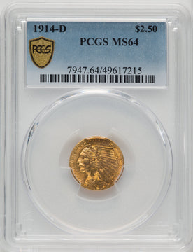 1914-D $2.50 Indian Quarter Eagle PCGS MS64 (519991004)
