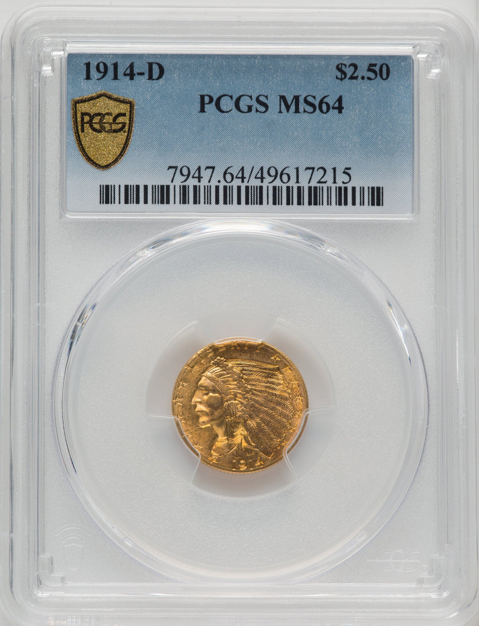 1914-D $2.50 Indian Quarter Eagle PCGS MS64 (519991004)