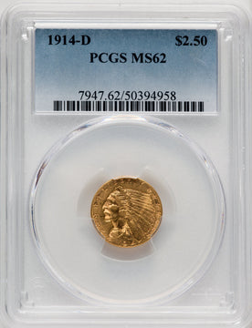 1914-D $2.50 Indian Quarter Eagle PCGS MS62 (772591074)