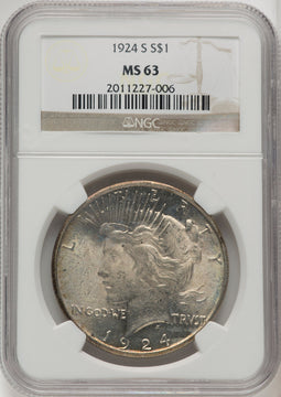 1924-S Peace Dollar NGC MS63