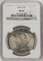 1924-S Peace Dollar NGC MS63