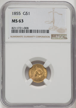 1855 G$1 Type Two Gold Dollar NGC MS63 (772539002)