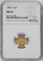 1855 G$1 Type Two Gold Dollar NGC MS63 (772539002)