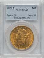 1879-S $20 Liberty Double Eagle PCGS MS62