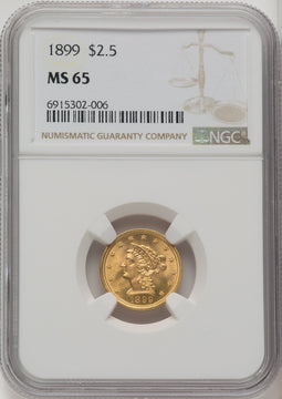 1899 $2.50 Liberty Quarter Eagle NGC MS65