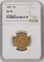 1853 $5 Liberty Half Eagle NGC XF45