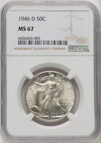 1946-D 50C Walking Liberty Half Dollar NGC MS67 (771672011)