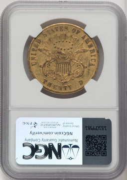 1861-S $20 PAQUET Liberty Double Eagle NGC AU53