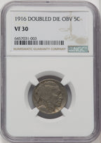 1916 Doubled Die Obverse Buffalo Nickel NGC VF30